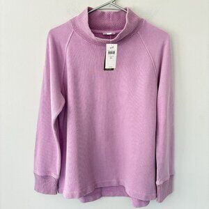 NWT J Jill Women's XS Pullover Sweater Trim Mock Neck Purple FLAW